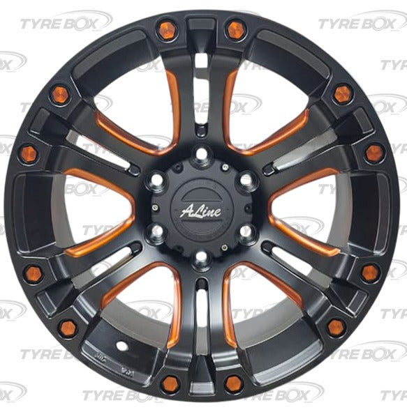 6/139/17"/17x9.0/ET-10 GRANITE SATIN BLACK BURNT/ORANGE (PRICE FOR A SET)